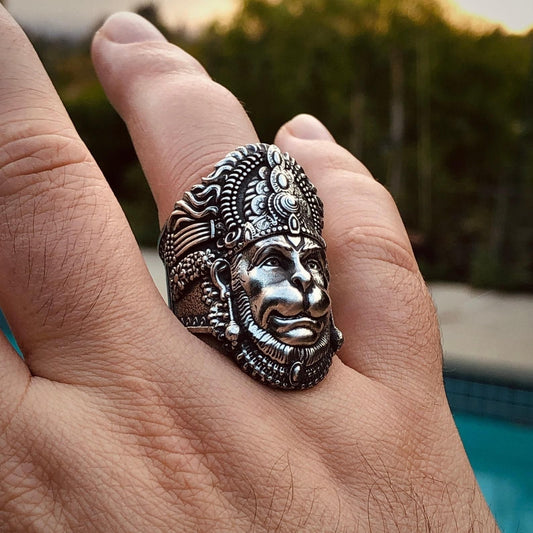 Lord Hanuman Ring Sterling Silver